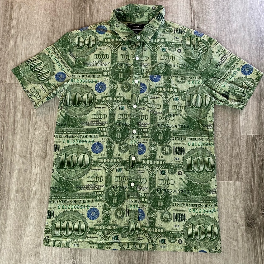 MENS “ 100 dollar bill “ Forever 21 shirt